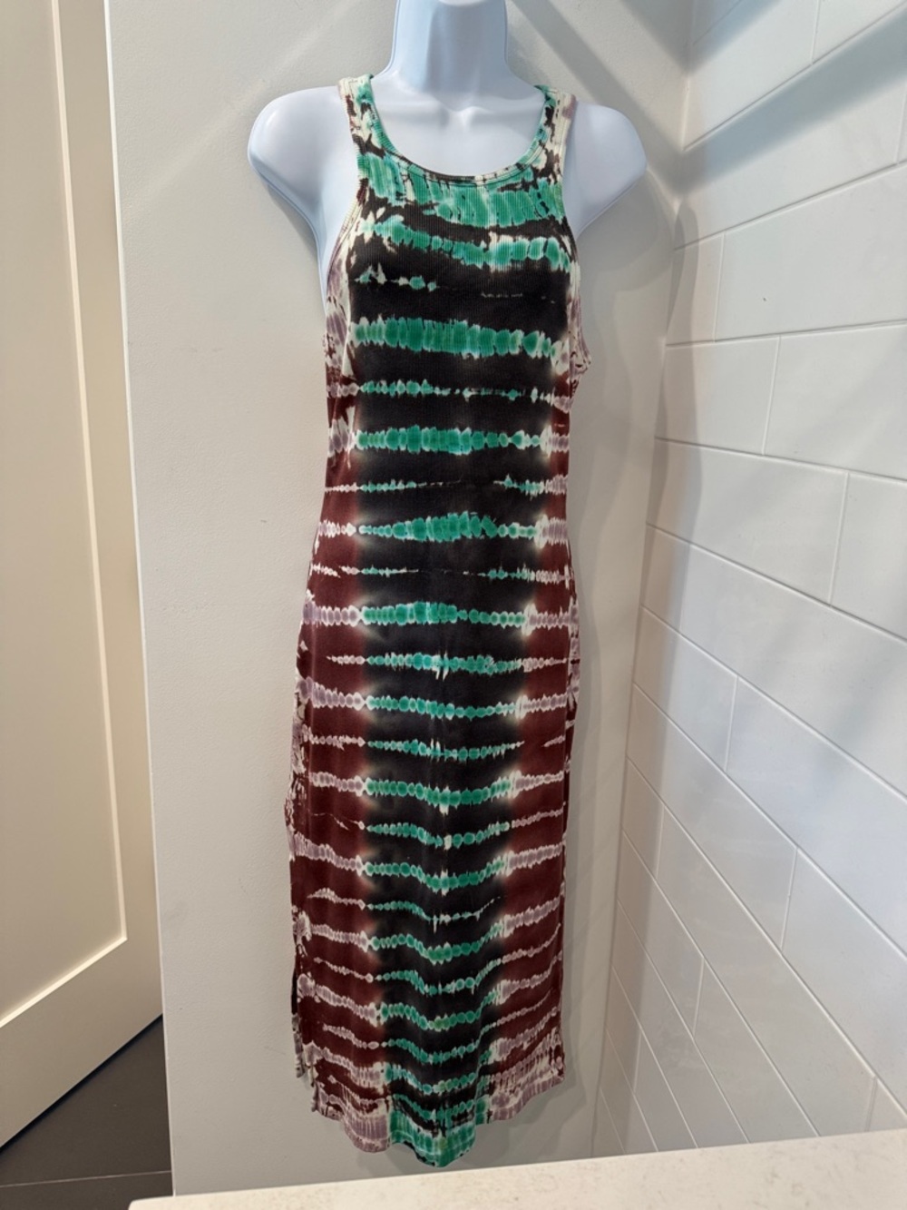 Young Fabulous & Broke Striped Tie-Dye Maxi Dress in Green and Brown